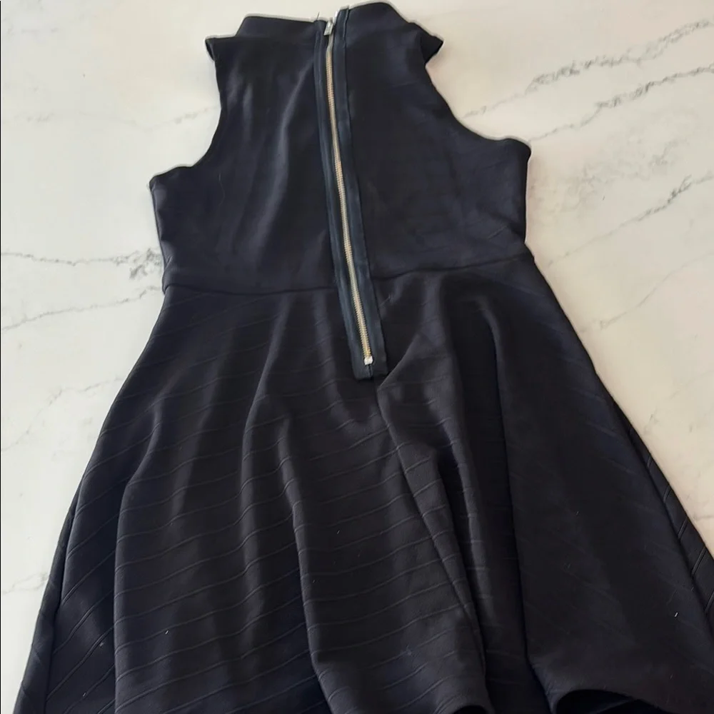 Black Sleeveless Mock Neck A-Line Dress